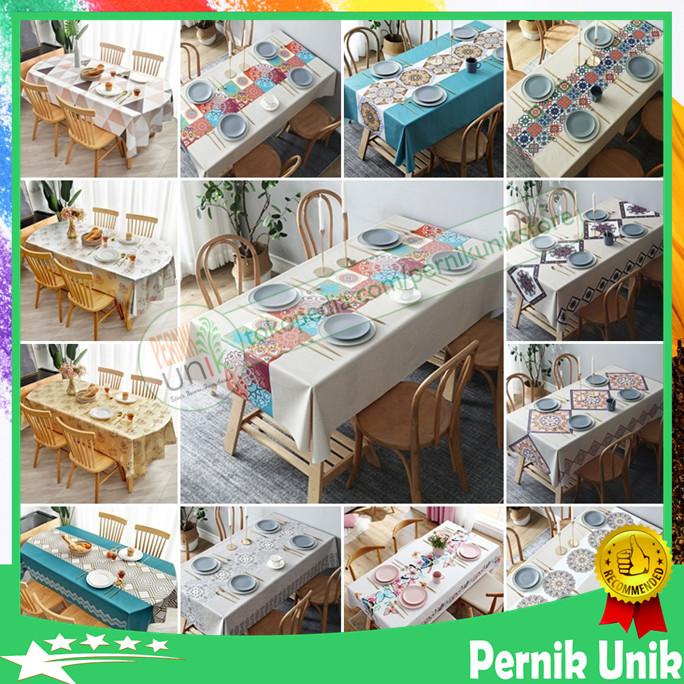 Taplak Meja Makan Jumbo Besar Motif Minimalis Modern Premium Anti Air