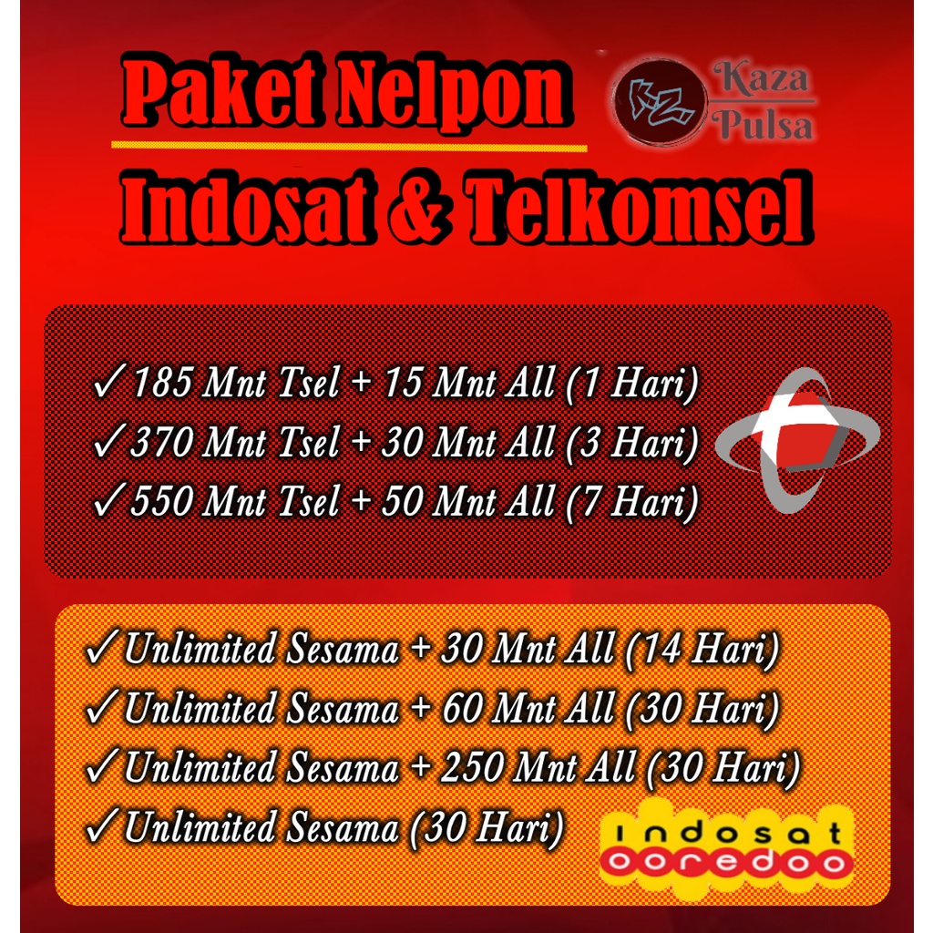 Paket Nelpon Indosat All Operator 30 Hari Bulk Telkomsel 200 400 600 Menit 7Hari