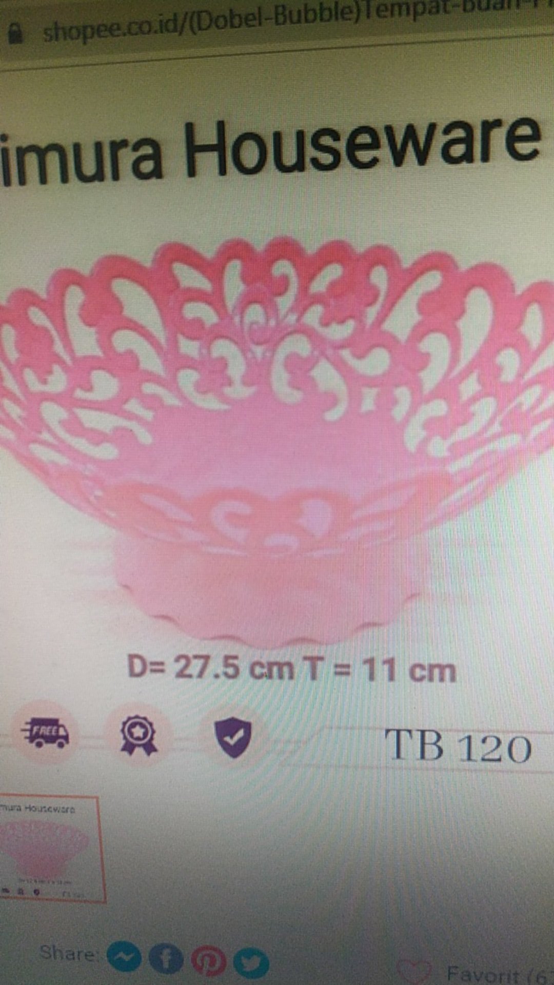 (dobel Bubble)tempat Buah Pink (tb 120 Golden Lemon)