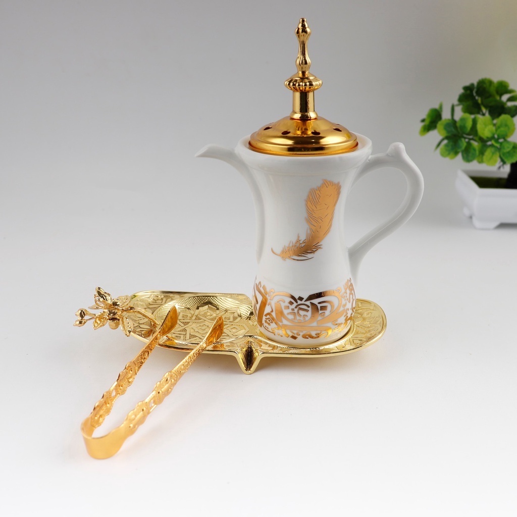 Tempat Bakar Dupa Arab Style Teko Luxury Logam Keramik