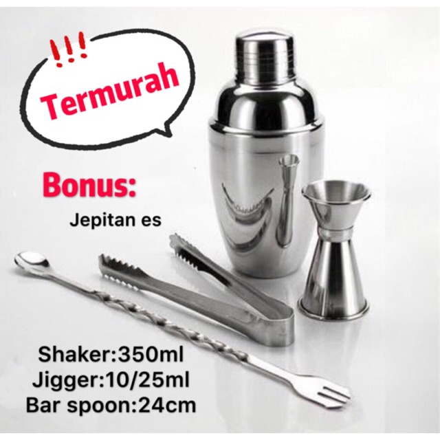 Dapat bonus! Bartender Bar tender set shaker, bar spoon, measure cup 1 set (jual per set)