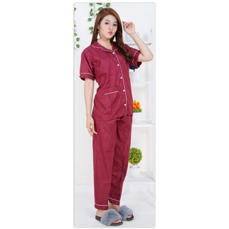 hokyfashion PIYAMA CP SATIN EMBOS FIT TO XL-MAROON
