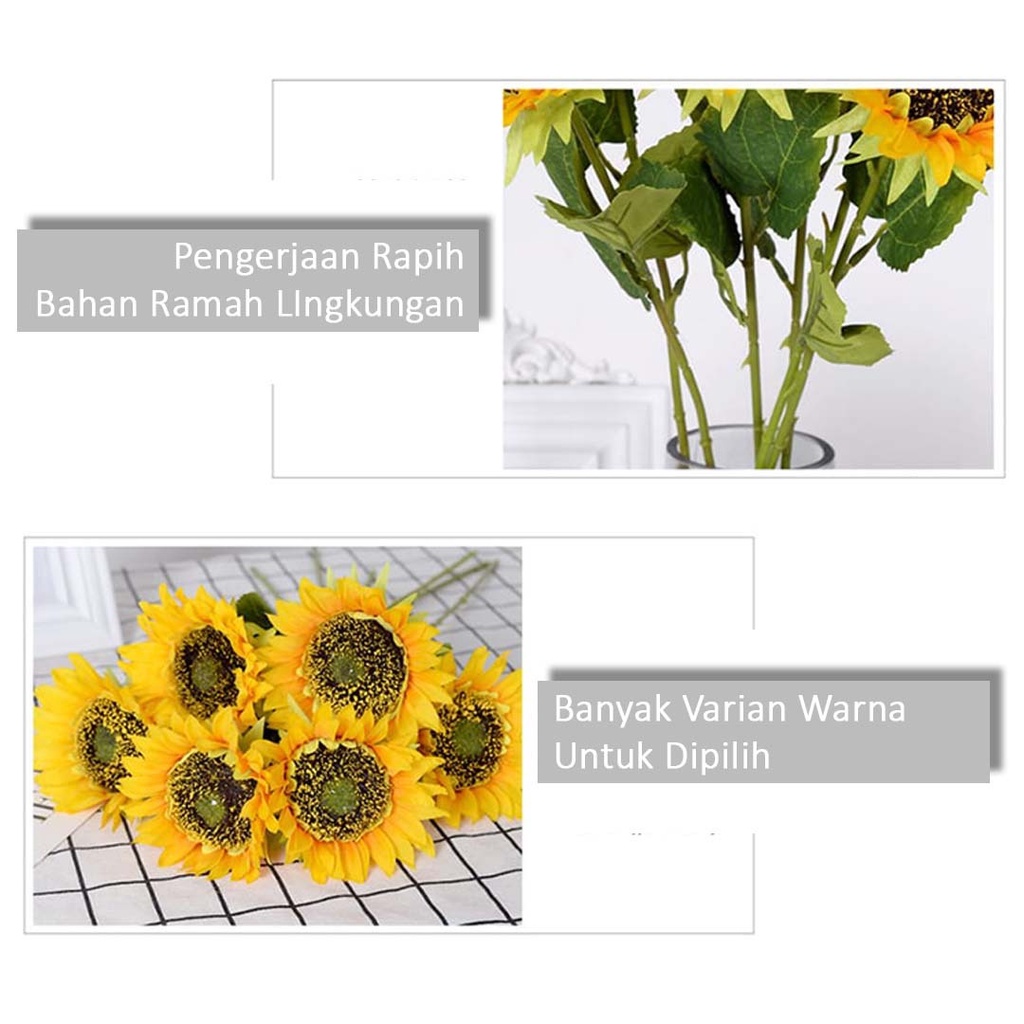 Bunga matahari palsu bunga matahari plastik Sun flower palsu Artificial Flower Sun Flower bunga palsu plastik matahari yellow tangkai hiasan dekor bahan sintetis  Aksesoris buatan meja pernikahan