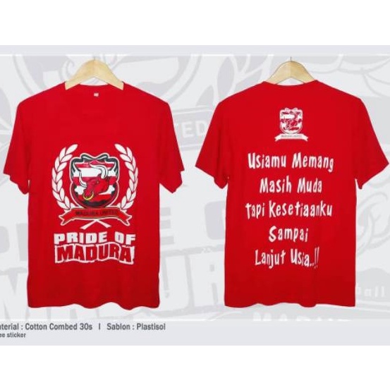KAOS MADURA UNITED - BAJU MADURA UNITED PRIDE OF MADURA -- BAJU MADURA DEPAN BELAKANG