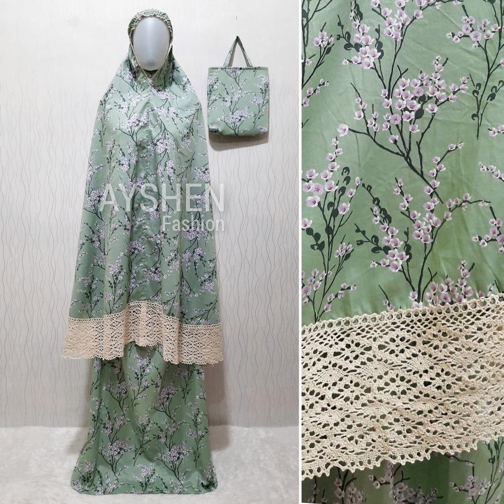 [JRM.08Ap22ј] Mukena Dewasa Katun Jepang Ori Renda Rajut