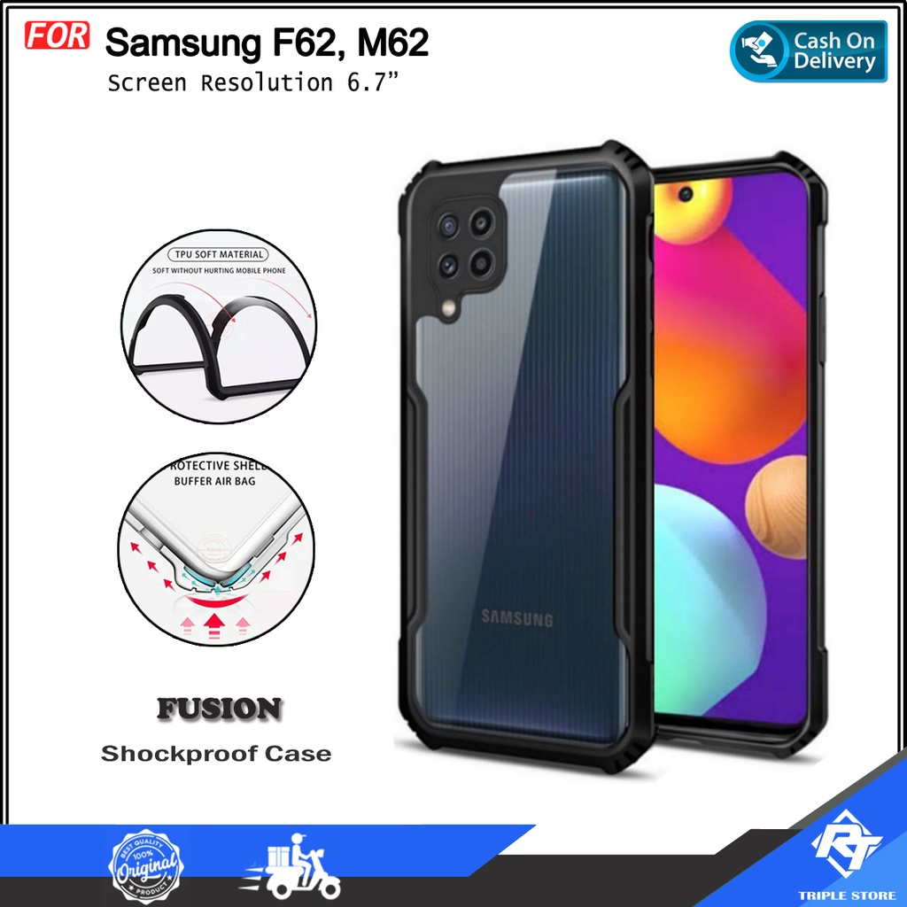 Case Samsung F62 Samsung M62 Soft Hard TPU HD Transparent Casing Cover