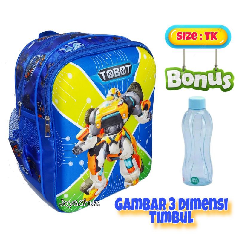 Tas Anak Karakter Timbul - Tas Sekolah Anak Laki Tobot 3 Dimensi / Tas Ransel Anak SD TK