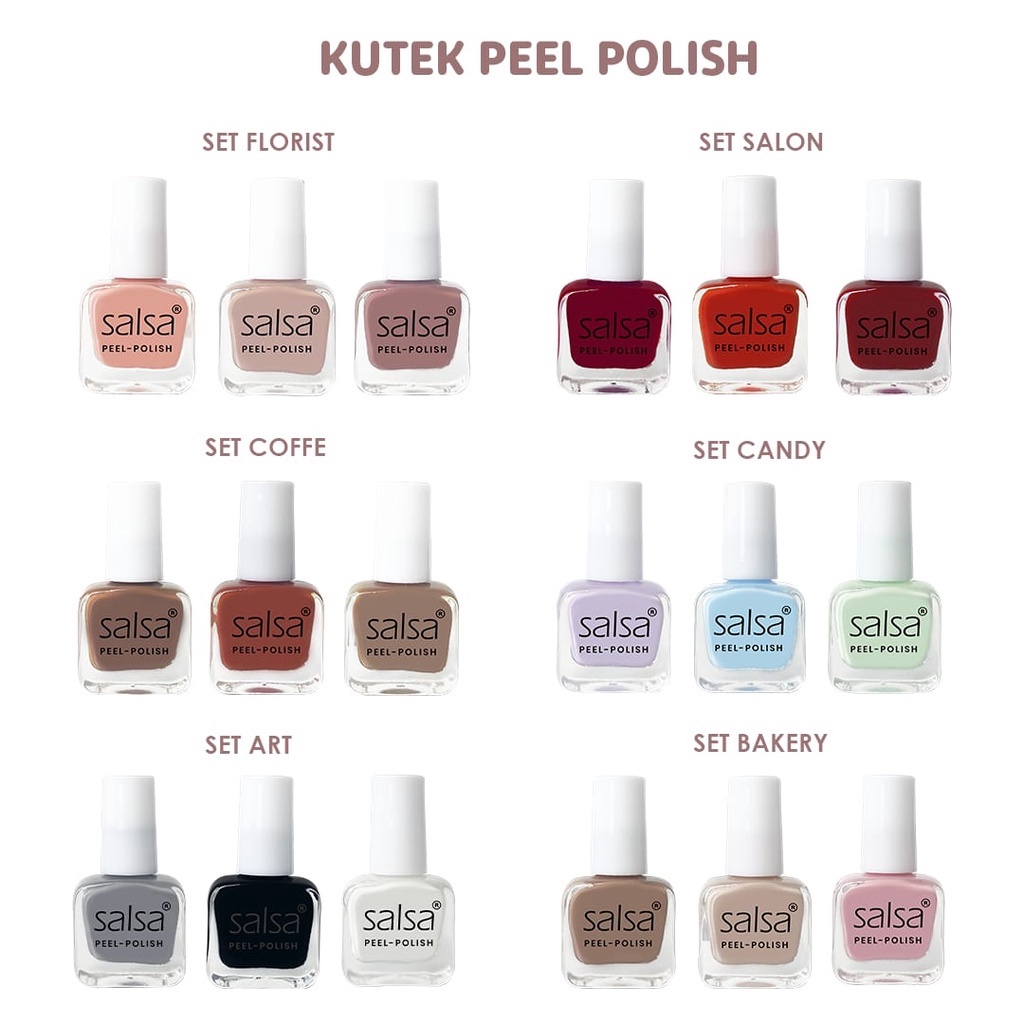 ✦SINAR✦ Salsa Kutek Peel Polish - Peel Off Polish | Kutek Set isi 3pcs