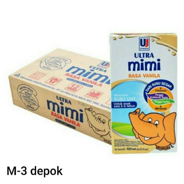 

Susu Ultra Mimi rasa vanila ukuran 125 mili isi 40 pcs per karton