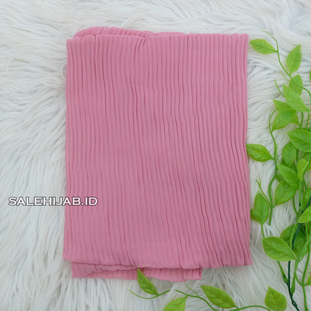 PASHMINA FULL  PLISKET LIDI CERUTY PLEATED || HIJAB PASHMINA CERUTI FULL PLISKET TANPA GARIS TENGAH-DUSTYPINK
