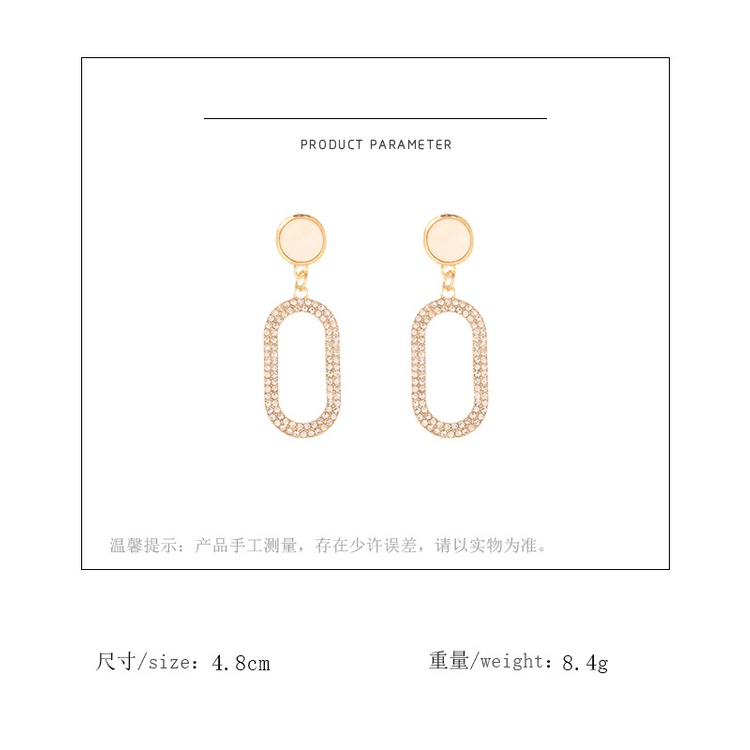 Sterling silver jarum Korea online influencer halus wanita berlian oval eye-catching besar anting-an