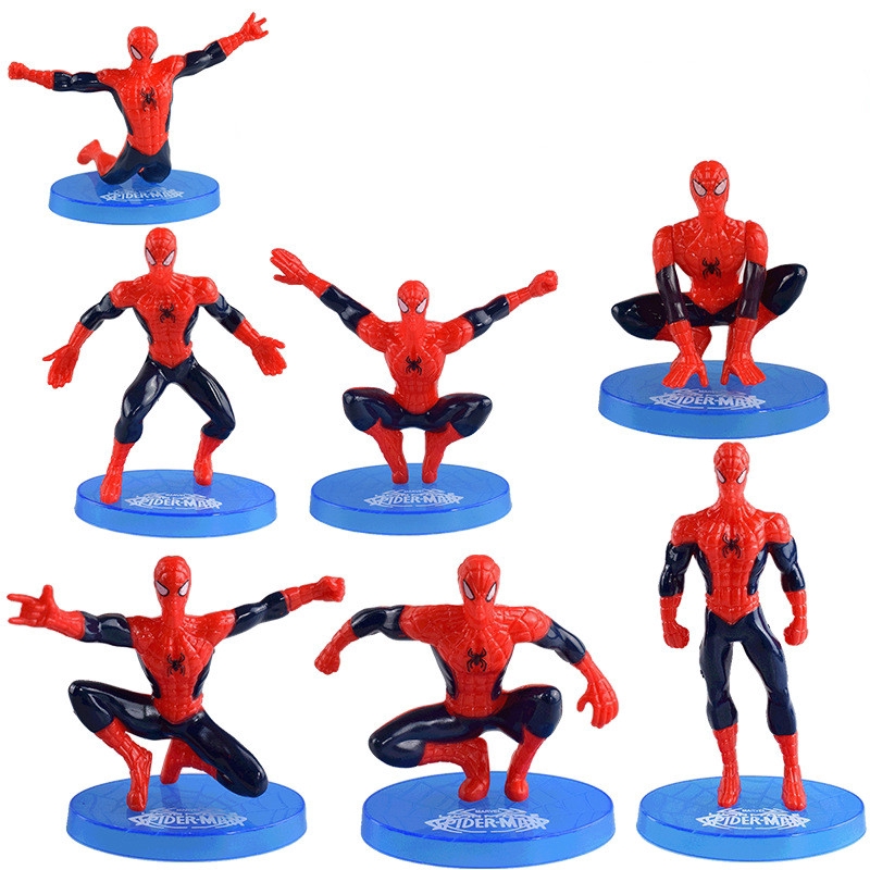 7pcs / set Mainan Action Figure Model SpiderMan Untuk Hadiah Anak