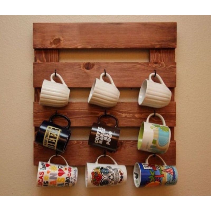 Rak Dinding Mug Rak Gelas Kayu Jati Belanda Gantungan Cangkir