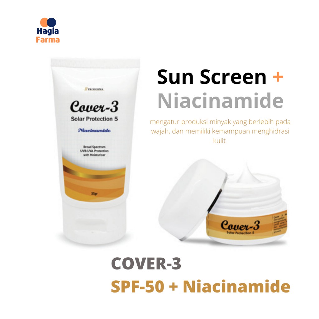 Cover 3 Solar Protection 5 Niacinamide SPF 50 Cream - Krim Tabir Surya Kulit Berminyak Proderma