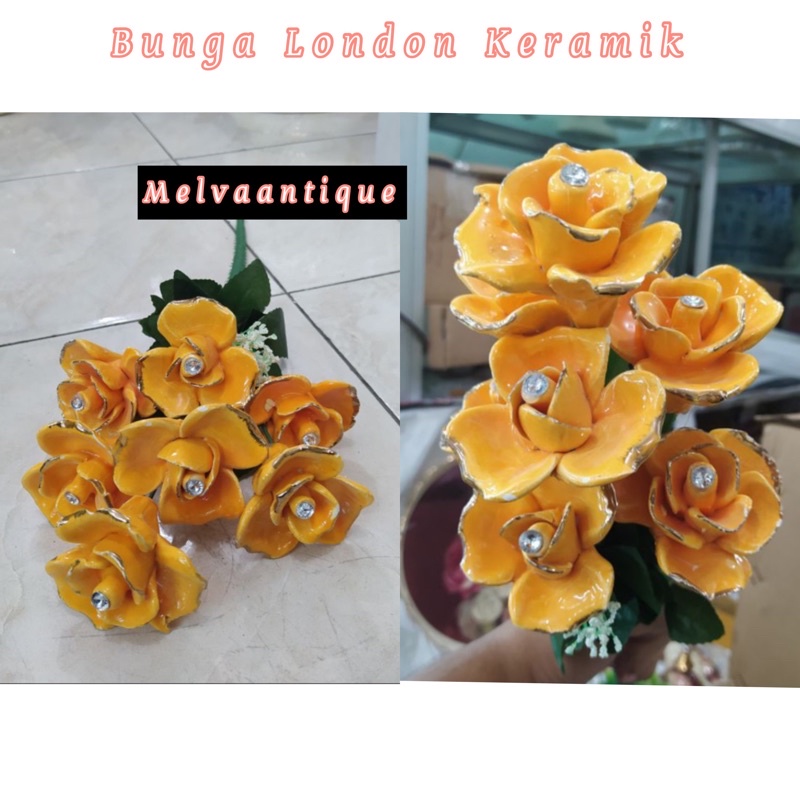 Bunga London keramik 7 kuntum bunga