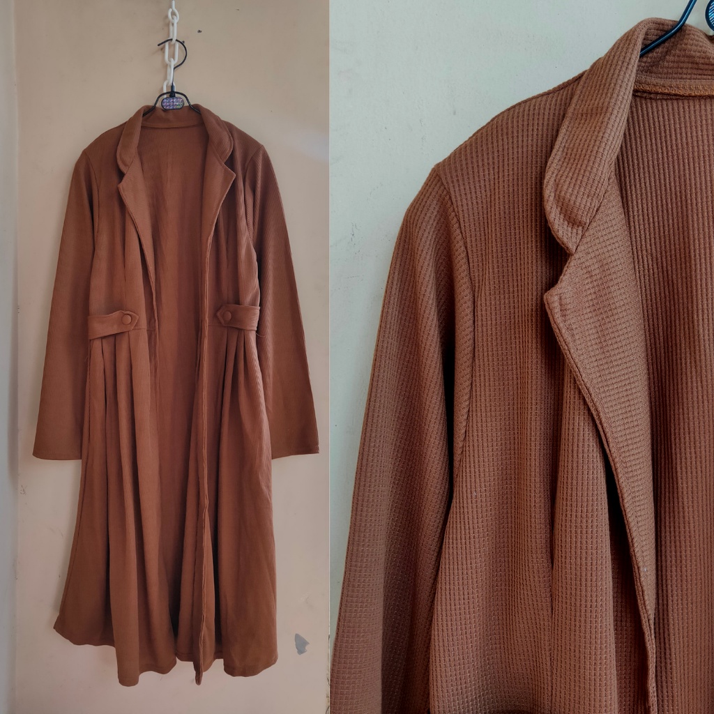 Long Outer Cardigan Fashion Muslim Kekinian Korean Style Selebgram Terbaru Lemon Skin Premium-Uniqlo Bata