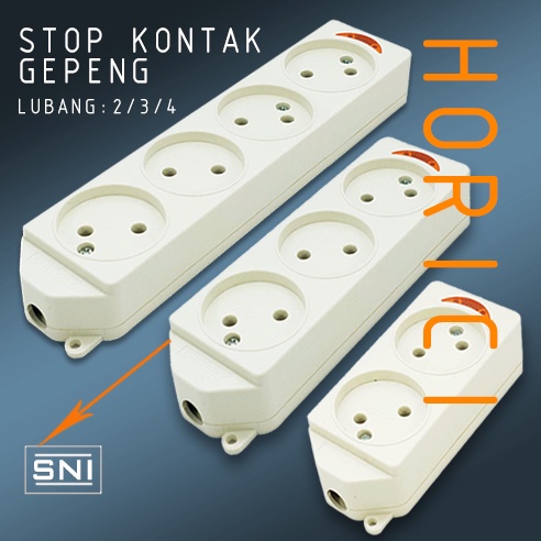 STOP KONTAK GEPENG 2/3/4 LUBANG DANKABEL-1.5MTER MINAL KUNINGAN / COLOKAN LISTRIK
