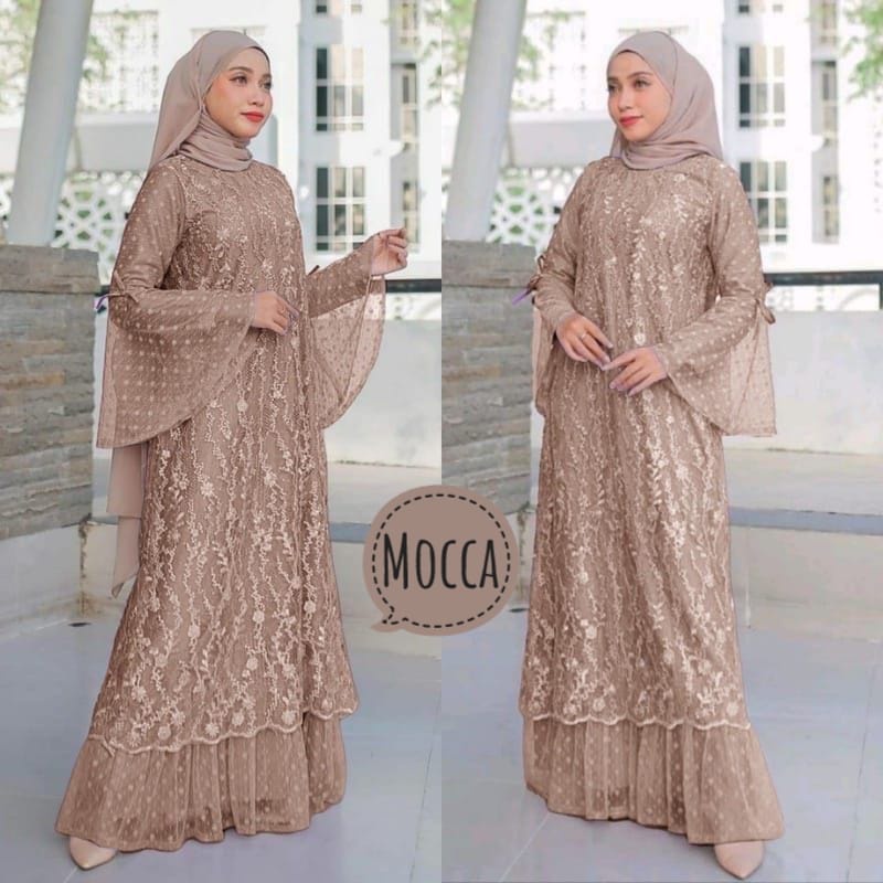 BJ -NABILA DRESS BRUKAT TULLE / GAMIS FULL BRUKAT / GAMIS KONDANGAN