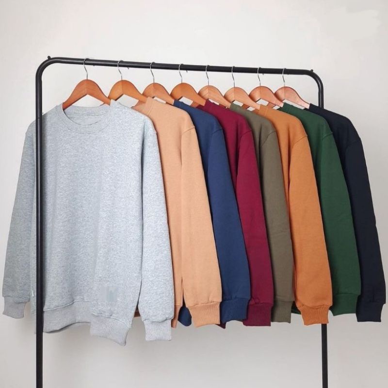 { PREMIUM QUALITY } Basic Sweater Polos Crewneck Pria Wanita / Sweater Crewneck Pria /  Outwear / Sweatshirt / COD / Fleece