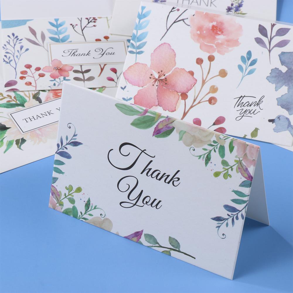 Wonder 6Pcs/Pack Kartu &quot;Thank You&quot; Hadiah Belanja 4x6inch Paket Sisipan Label Pujian Kartu Pos Ucapan Biru Navy Watercolor Kagumi Kartu