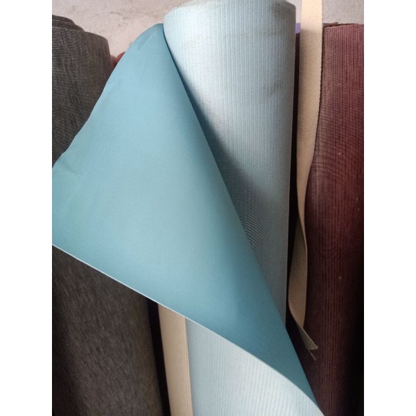 KULIT SINTESIS/KULIT IMITASI MOTIF POLOS bisa buat perlak bayi-Biru muda