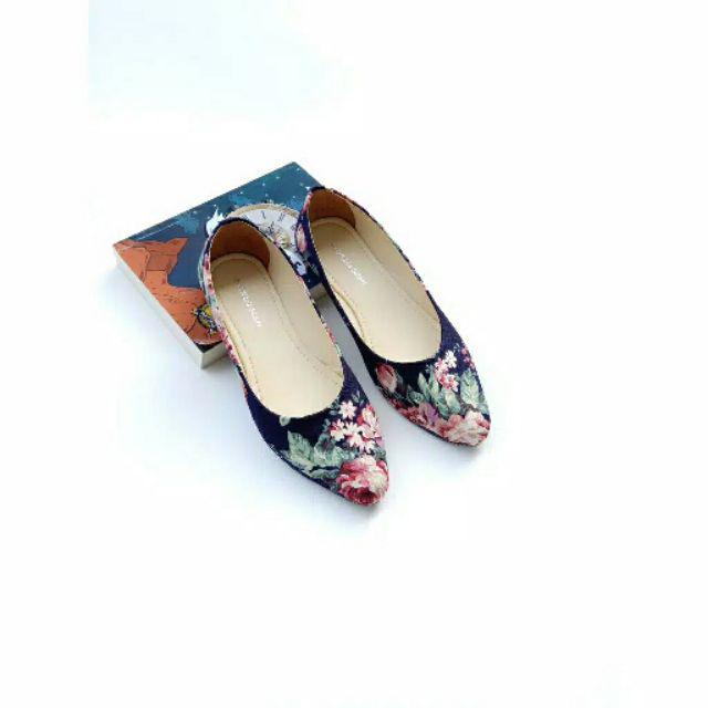 Flatshoes Wanita H13 Sepatu Plat Teplek Balet Wanita Murah-Navy