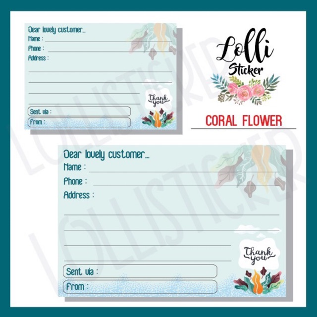 

Sticker Alamat Coral Flower / Sticker Label Pengiriman Olshop / Stiker Alamat Pengiriman