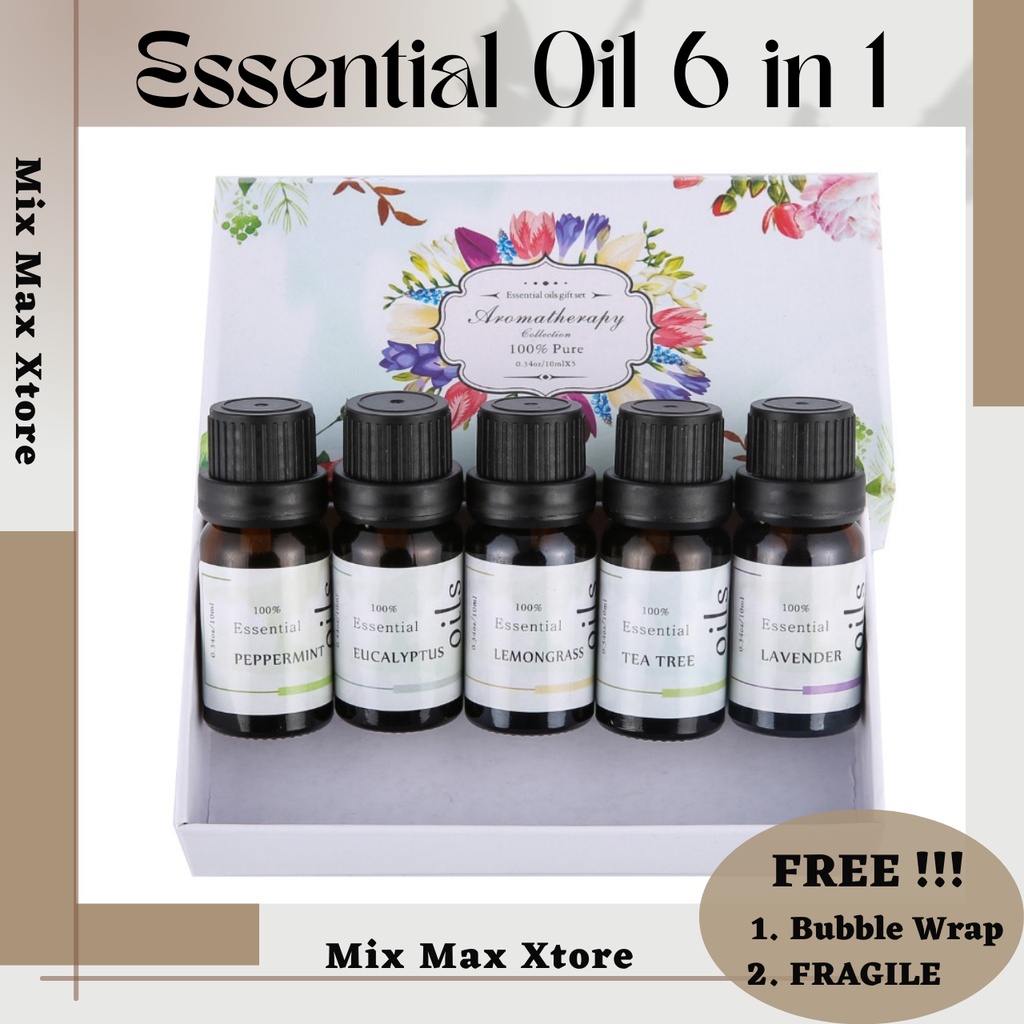 Gift Set Pure Essential Oil Minyak Aromaterapi Diffuser 10ml - 5 PCS (RH-05)