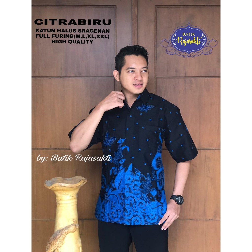 CITRABIRU RAJASAKTI KEMEJA BATIK SOLO PRIA LENGAN PENDEK LAPIS FURING ATASAN BATIK PREMIUM MODERN KATUN HALUS BAHUWIRYA  BANAMITRA BANAMITRA PUTIH BANGSAWAN BAYU PUTRA BERLIAN BIRU BHARATAYUDA BIMASENA BIRENDRA BIRU INDAH BRAHMAKERTA BRAHMAKERTA MERAH BUD