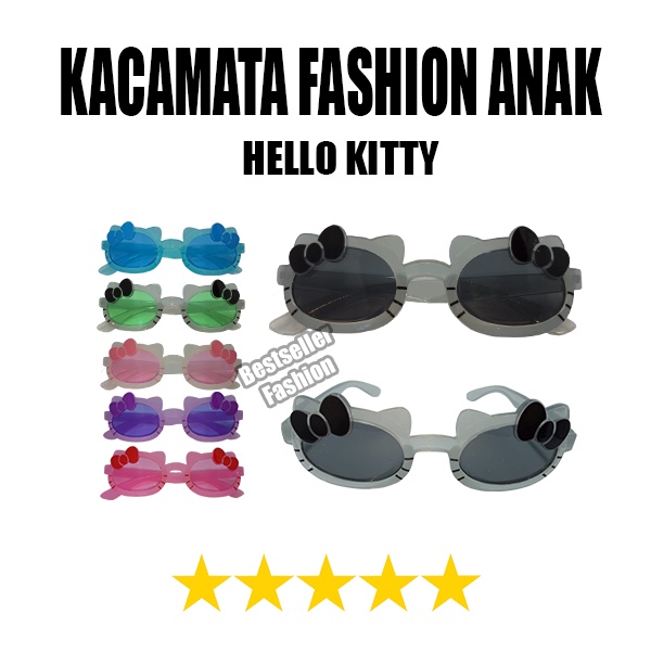 Kacamata Anak Perempuan Gaya Model Hello Kitty Kacamata Lensa Warna Fashion Kids Sunglasses Anti UV Tanpa Kotak