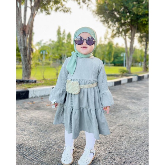 Tunik River Knit 3-9 Tahun Tunik Anak Premium Vohara Dress River Knit kekinian Dress Anak Viral