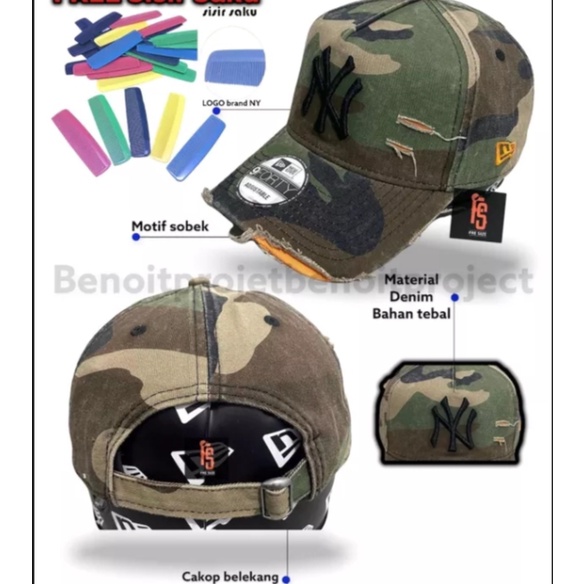 Topi Grade ORIGINAL Import Baseball Hat Damage Ripped Sobek NY New York Yankees, Topi Bisbol MLB NBA