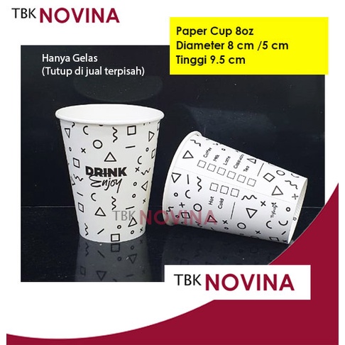 [1 DUS ] Paper Cup 8oz 20pack x 50 = 1000 pcs Gelas Kertas Kopi Teh Tahan Panas 240ml Murah Gelas minum