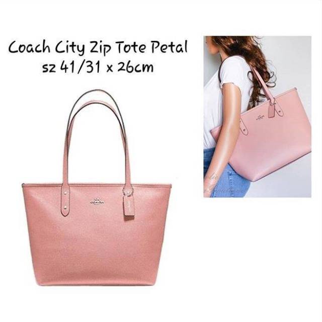 coach city zip tote pink