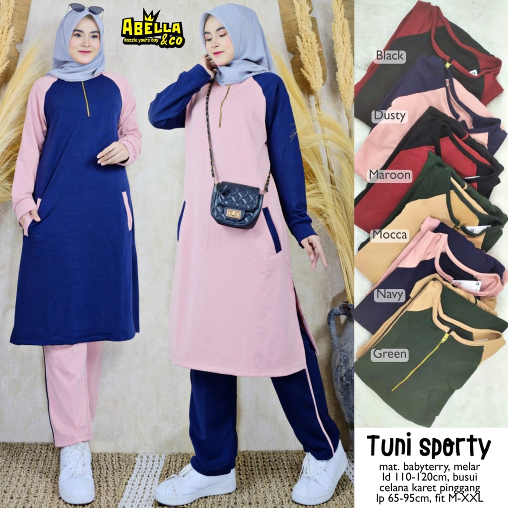 TUNI SETELAN SPORTY / 25.9 / BAHAN BABYTERRY / LD 110-120 CM / ALLSIZE FIT M-XXL / ABELLA