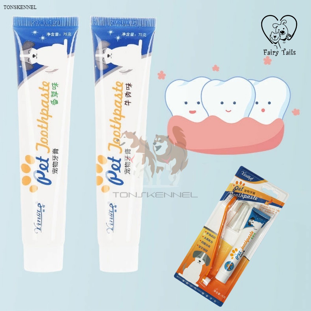 Pasta Gigi Odol Untuk Anjing dan Kucing Anabul Dengan Pilihan Sikat Gigi / Toothbrush Toothpaste Set For Pets