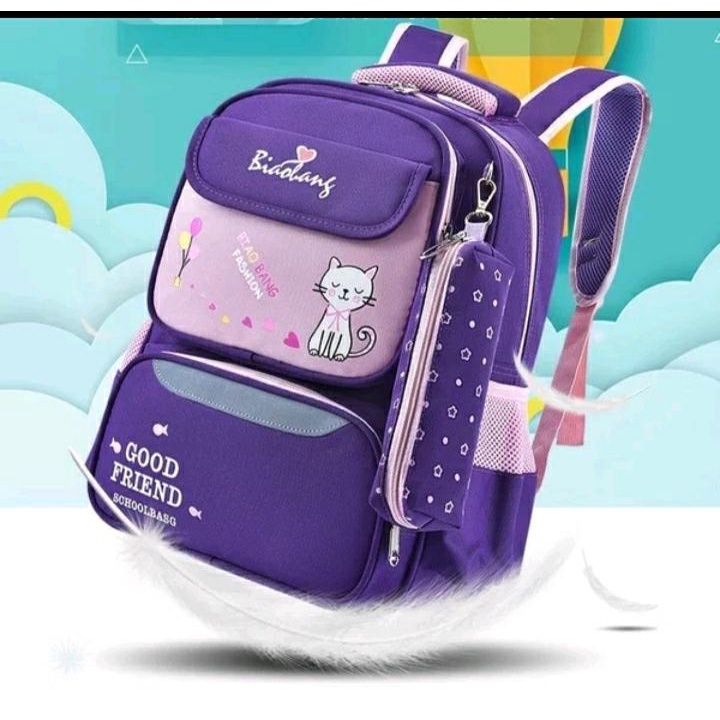 Tas Ransel Anak Perempuan Cat Free Tempat Pencil Tas Sekolah Anak TK SD