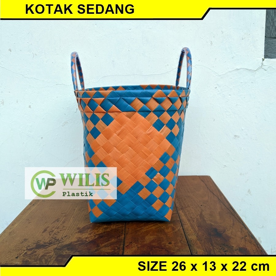 Tas Bingkisan KOTAK SEDANG (M) / Tas Anyaman Plastik Hampers Souvenir Parcel Bingkisan Selamatan