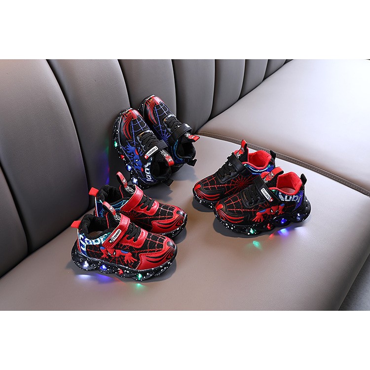 Sepatu Sneakers LED Keren Anak-anak Model NEW Spiderman / VENOM Terbaru Import