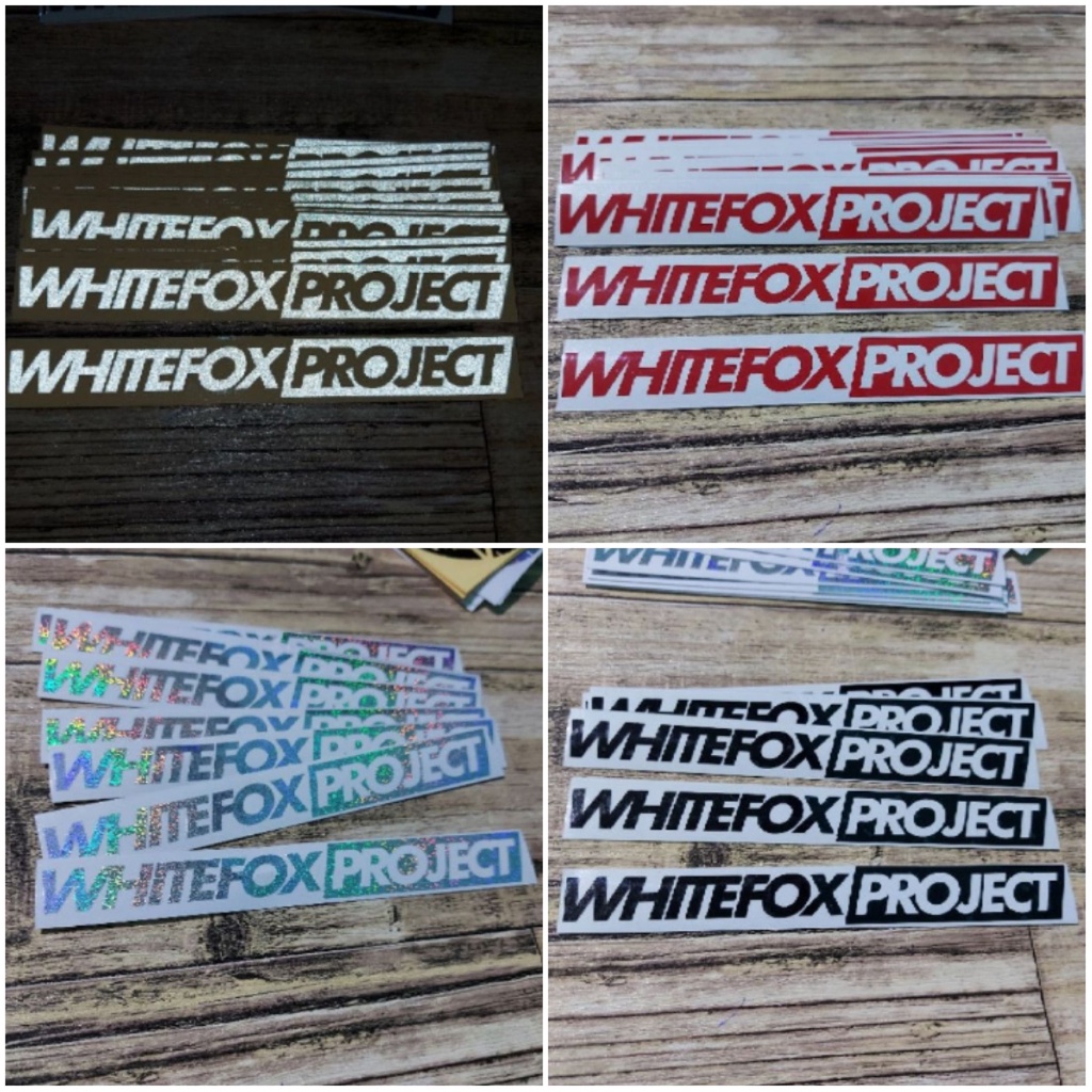 STIKER CUTTING WHITE FOX PROJECT MOTOR HELM MOBIL TERBARU VARIASI RACING LOGO HOLOGRAM MURAH COD