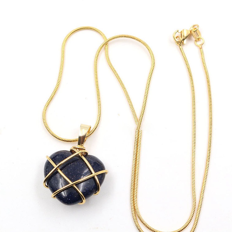 Kalung Rantai Choker Dengan Liontin Opal Bentuk Hati Aksen Kristal Untuk Wanita