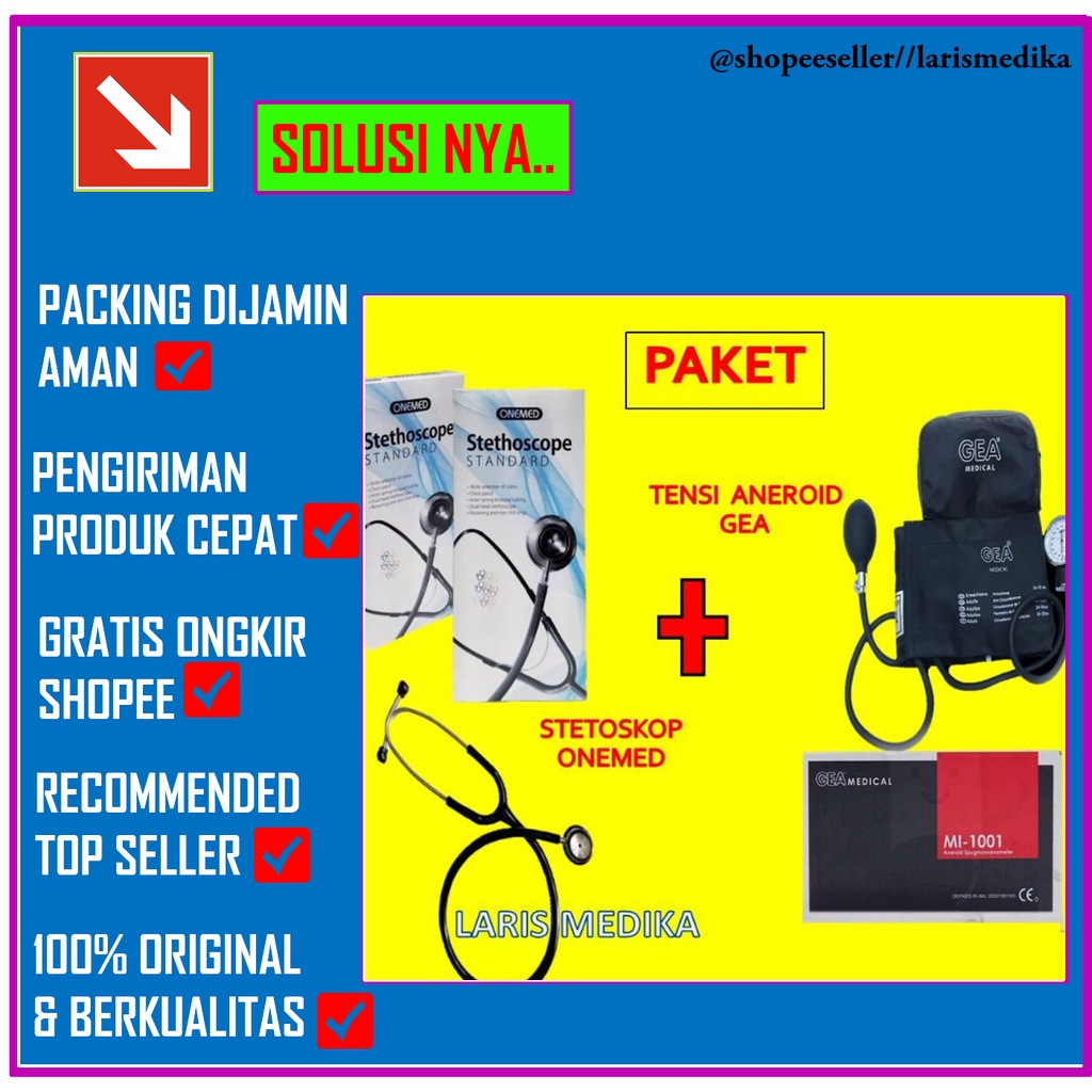 Tensimeter Plus Stetoskop GEA Aneroid Manual Plus Stetoskop Dual Head TENSIMETER ANEROID GEA MI-1001 MURAH / TENSIMETER ANEROID / TENSI ANEROID / TENSIMETER MURAH