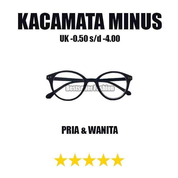 Promo Kacamata Lensa Minus Jarak jauh 0.50 - 4.00 Pria Wanita Unisex Frame 0val Murah FREE CASE