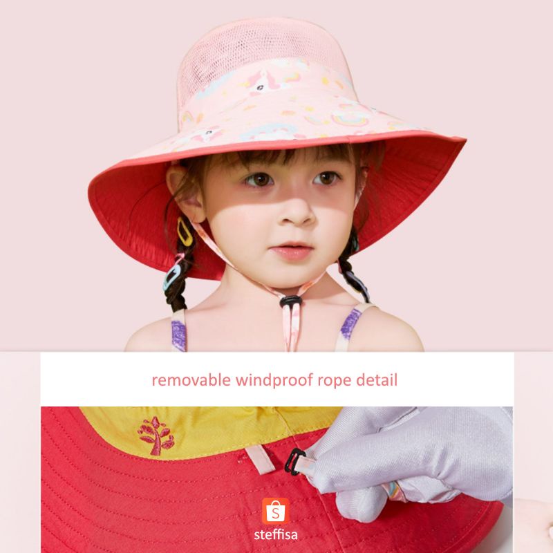 TOPI ANAK | reversible double sided wearable - anti UV matahari - premium hat het impor kid cewek cowok breathable mesh jaring summer holiday outdoor gunung pantai cod