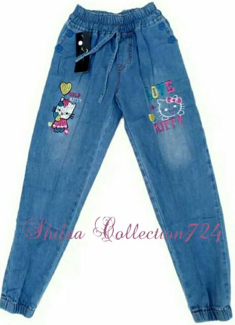 Celana Jeans / Celana Jeans Panjang / Celana Joger Jeans / Celana Joger anak Motif Bordiran ukuran M. L. XL