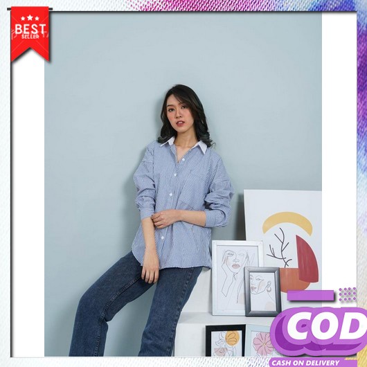 Gisela - Baju Atasan Wanita  Korea Blouse Wanita Jumbo Terbaru Modis Korean Style Putih Cewek Kekini