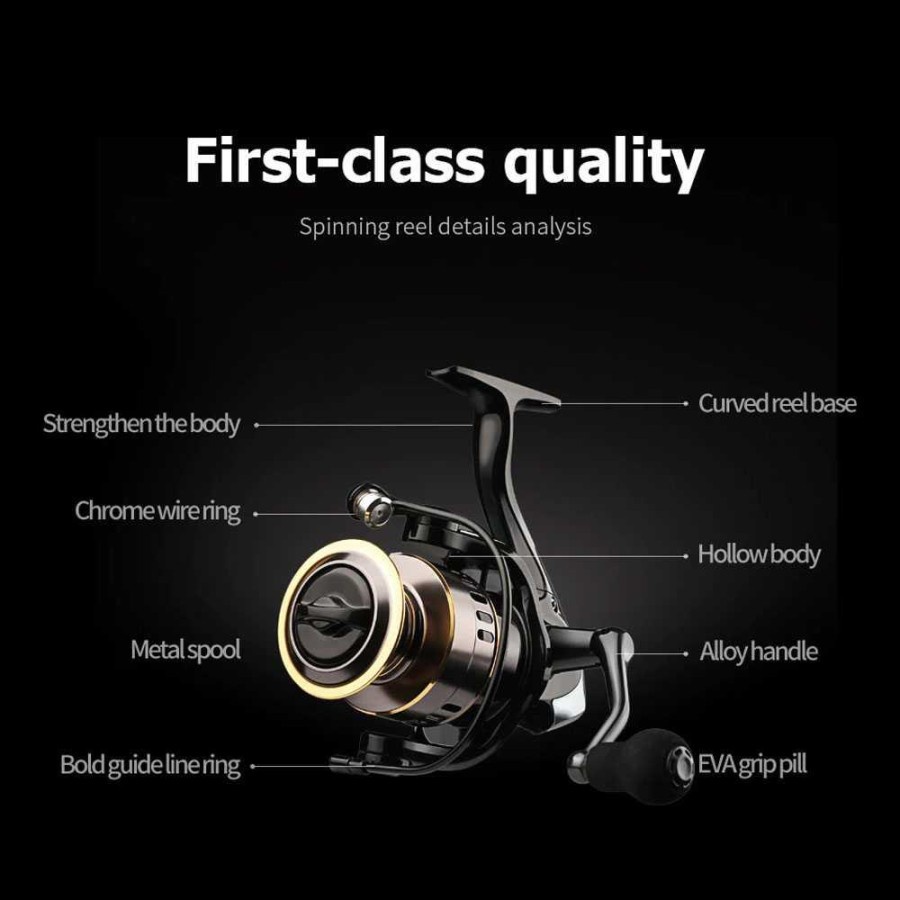 HE3000 Series Reel Pancing Fishing Reel 5.2:1 Gear Ratio 10Kg - Black