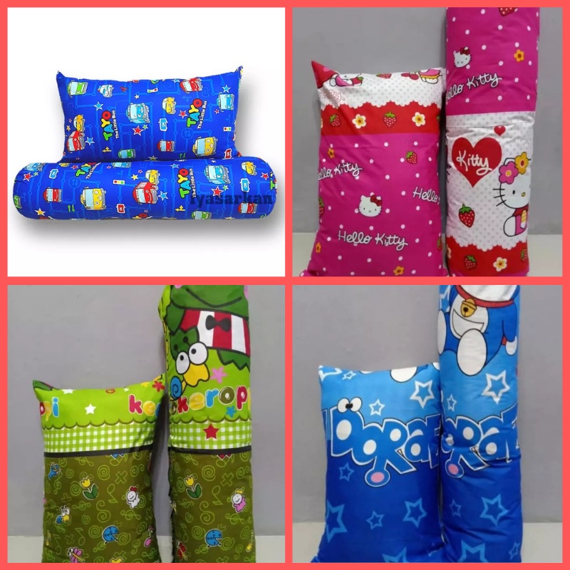 sarung bantal dan sarung guling Sarung Bantal &amp; Sarung Guling Motif DORAEMON Paket 2 in 1 SARUNG BANTAL DAN SARUNG GULING KARAKTER / 1 SARUNG BANTAL DAN 1 SARUNG GULING