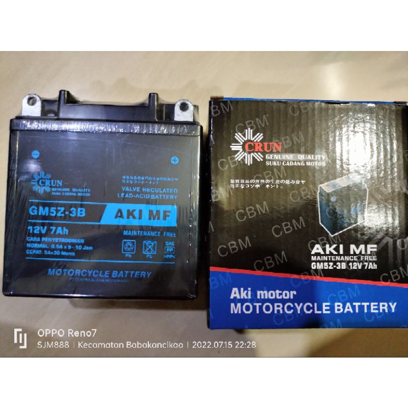 aki GM5Z-3B 12v 7Ah motor supra lama/supra x/mio lama/smile/jupiter mx lama