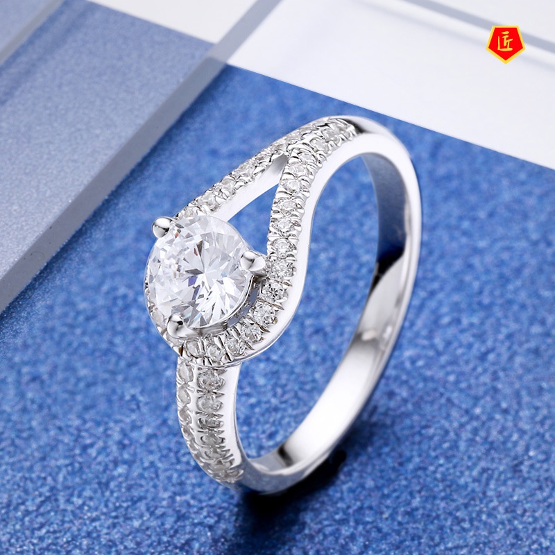 [Ready Stock]Creative Simple Full Diamond Moissanite Open Ring